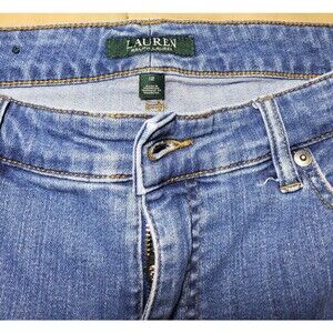 Lauren Ralph Lauren Women's Blue Denim Jeans, Size 12, Mid-Rise, Straight Ankle